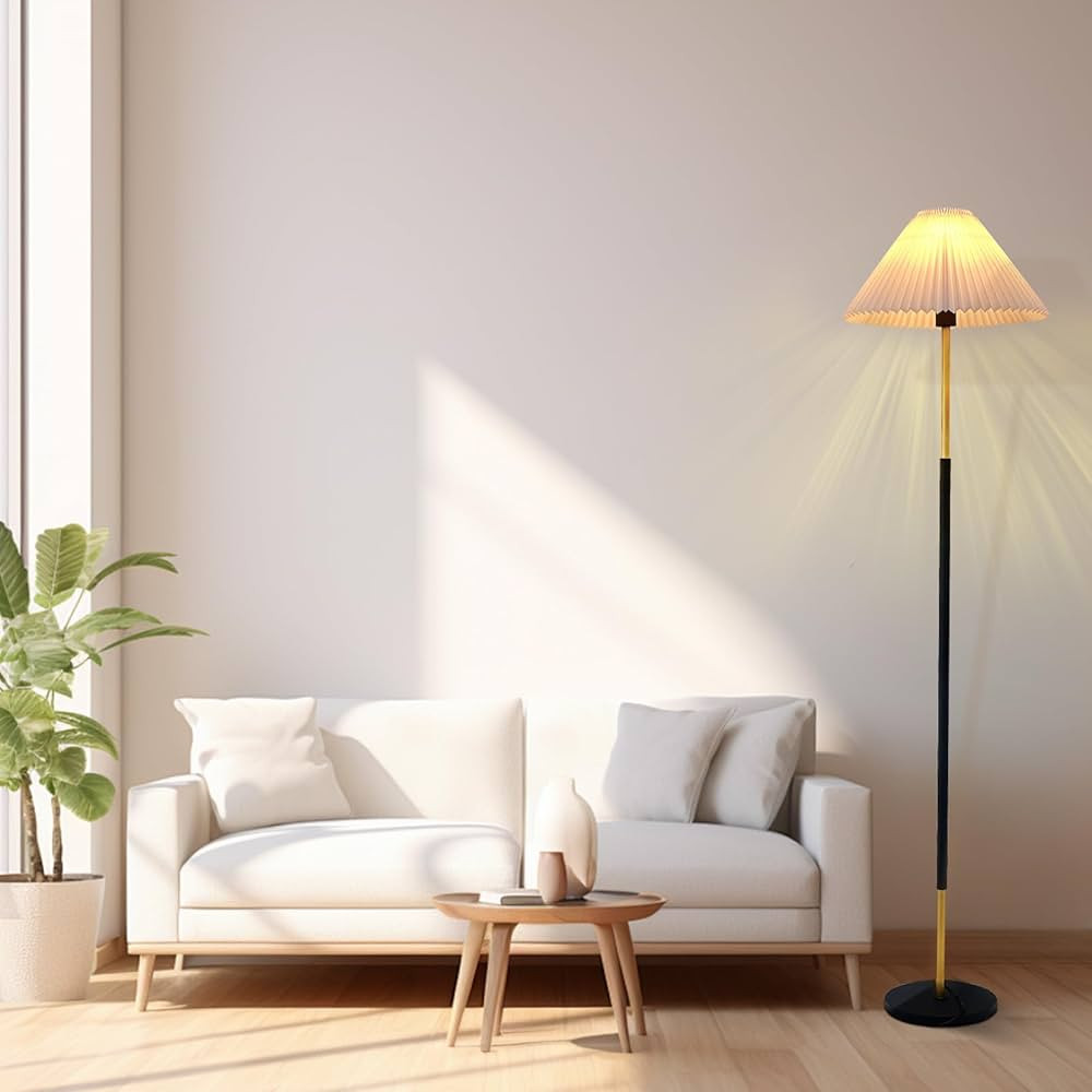 Floor Lamp,9W LED Edison Bulbs Included Nordic Design Standing Lamp with Foot Switch with Pleated... | Amazon (US)