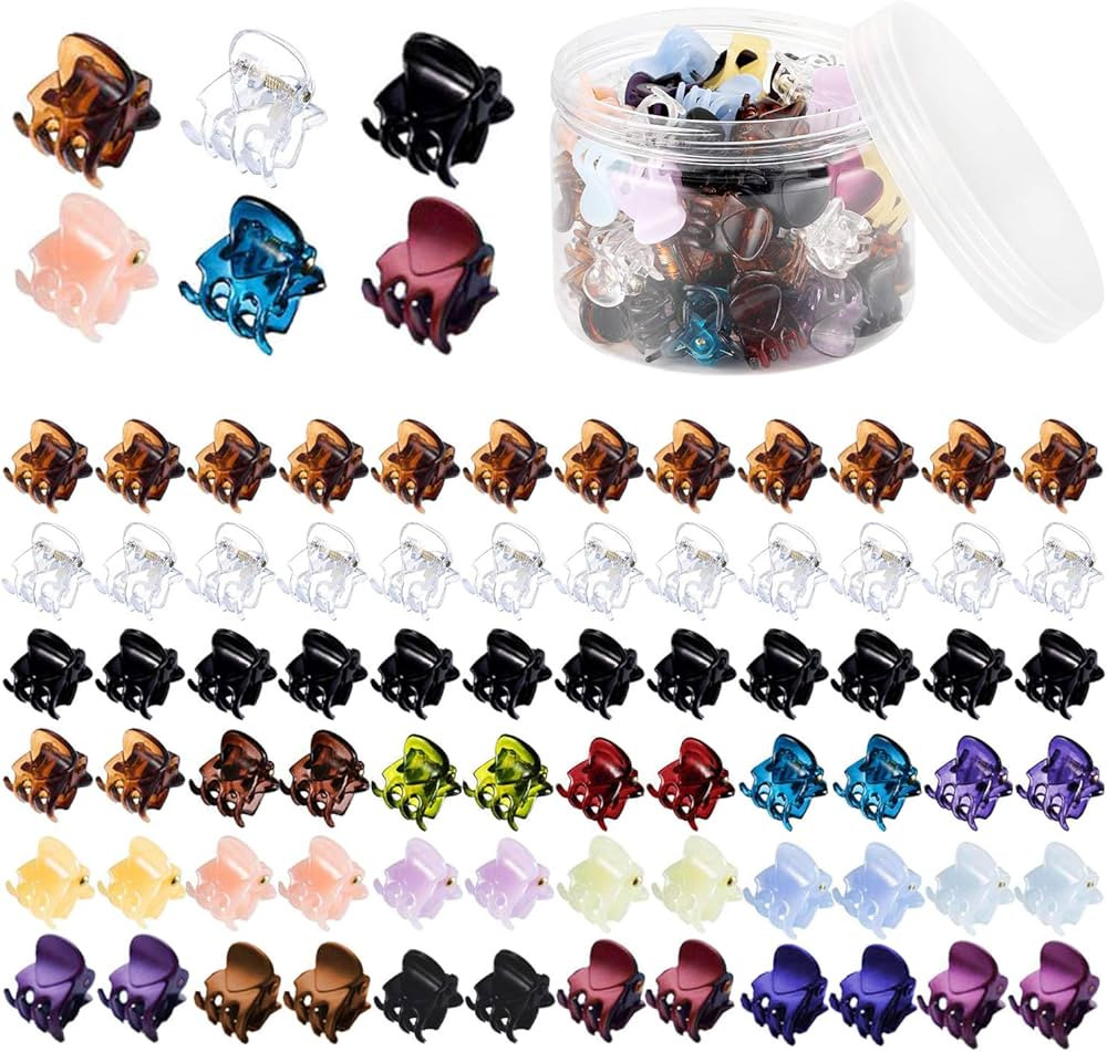 Mini Hair Claw Clips for Girls and Women, Funtopia 72 Pcs Small Hair Clips Pins Clamps Non Slip T... | Amazon (US)