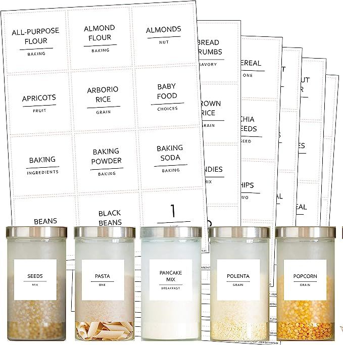 Talented Kitchen 144 Minimalist Pantry Labels Set. Black Print on White Matte Backing, Water Resi... | Amazon (US)
