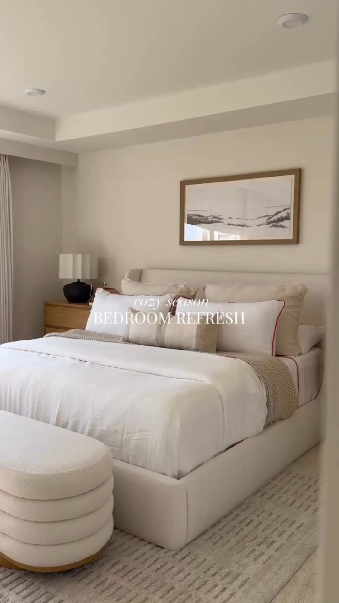 A little bedding refresh for the cozy season💌  Swapped in fresh layer, neutral and that subtle red stripe I’m secretly obsessed with… it adds the perfect little seasonal moment. Such an effortless way to bring in soft, cozy warmth into the bedroom for this season🎅🏼


#holidayhomedecor #holidaybedroom #holidaystyling

#LTKHome #LTKGiftGuide #LTKHoliday