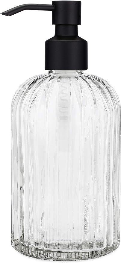 Rail19 Fluted Glass Nouveau Soap Dispenser with Metal Soap Pump - Lotion & Liquid Hand Soap for K... | Amazon (US)