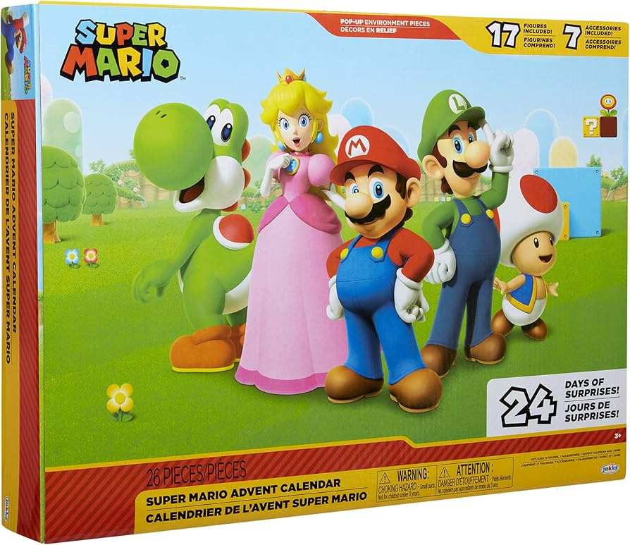 Super Mario Nintendo Advent Calendar Christmas Holiday Calendar with 17 Articulated 2.5” Action... | Amazon (US)