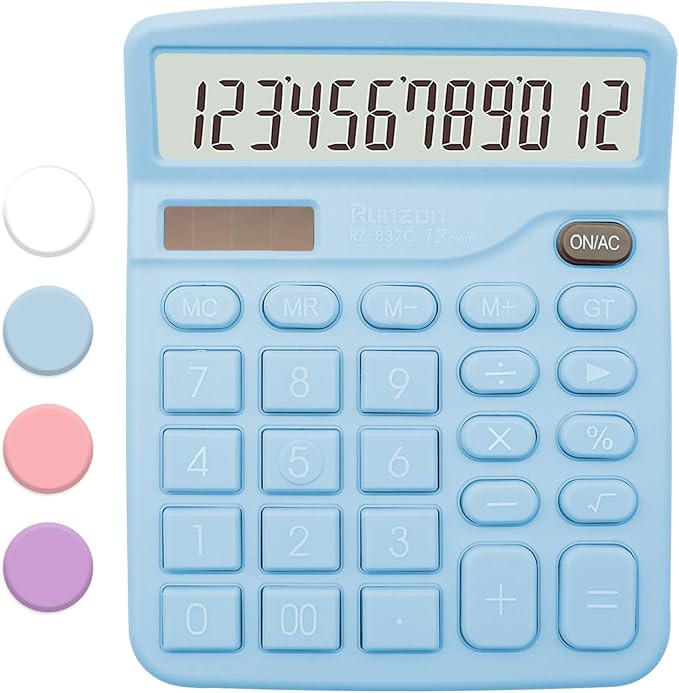 Blue Calculator, Basic Office Calculator, Desktop Calculator 12 Digit, Large LCD Display for Blue... | Amazon (US)