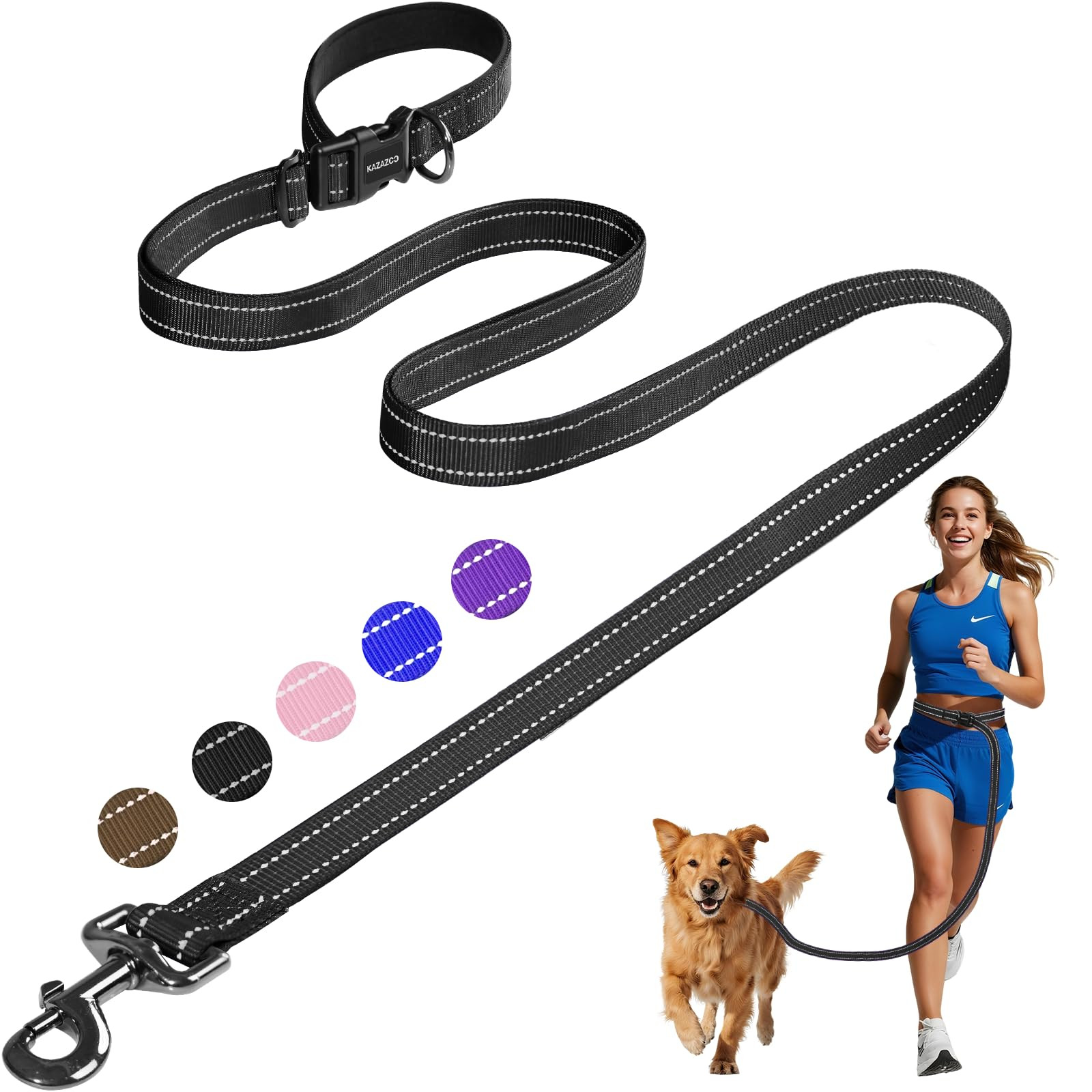 Kazazoo Hands-Free Dog Leash Adjustable Length 5-8Ft, Waist for Dog Walking, Running for Small &M... | Amazon (US)