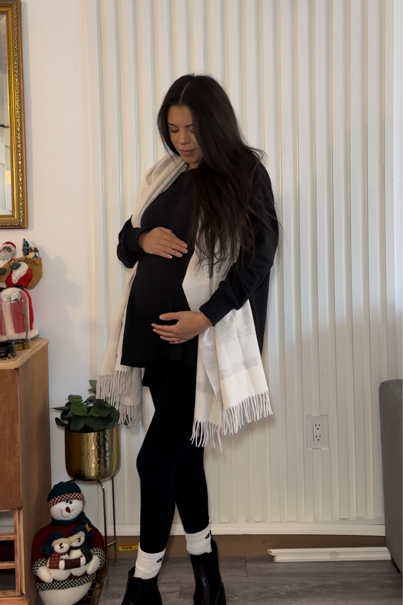Day 6 of 30 Days of Styling The Bump - Fall & Winter Outfit Inspo Edition ✨ I promise you, you don’t have to sacrifice comfort for stylish pregnancy outfits and I’m going to show you how! 

These are all non-maternity maternity clothes I’m wearing, because I love avoiding maternity clothes as much as possible for pieces I can wear post-pregnancy! My 30 weeks pregnant bump style is comfort meets cozy fall vibes. We’re going to spend 30 days styling this growing baby bump from comfy and cute style all the way to dressy pregnancy outfits for those special occasions you need outfit inspo for!

You can shop similar outfit pieces here!

Fall Fashion Pieces for This Look:
- platform black Chelsea booties 
- Nike men’s unisex long socks
- seamless leggings / maternity leggings
- oversized blanket scarf 
- oversized black crewneck tunic sweater 
- purse of the day - wearing my Louis Vuitton neverfull 

Whether you're running errands or hitting the town, this bundled fall and winter casual outfit has got you covered. Fall and winter are the perfect seasons to bundle up and showcase your cozy and stylish wardrobe. If you're on the hunt for a versatile and cute outfit that can take you from errands to fall and winter fun activities with friends and family, look no further than this bundled fall and winter casual outfit inspo. Add some timeless, effortless simple jewellery to go with it and you’re all set for this holiday season! 
 
Fall outfits | Fall outfit inspiration | Thanksgiving outfit ideas | Maternity Jeans | Pregnancy Maternity Leggings | Fall boots booties | Fall fashion | fall family photos photoshoot outfits | fall pregnancy style | fall pregnancy outfits inspo | pregnant outfit inspo | third trimester looks | pregnancy looks 

#pregnant #pregnancydiary #pregnantbelly #pregnancyfashion #pregnancystyle #pregnantstyle #ootd #outfitinspiration #outfitinspo #fallfashion #fallstyle #stylethebump #falloutfits #fallfashiontrends #maternityfashion #bumpstyle #bumpfashion #fallclothing #25weekspregnant #25weeks #bumpfriendly #maternitystyle #30weeks #30weekspregnant 

#LTKSeasonal #LTKstyletip #LTKbump