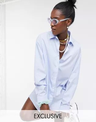 COLLUSION oversized shirt dress in blue | ASOS (Global)