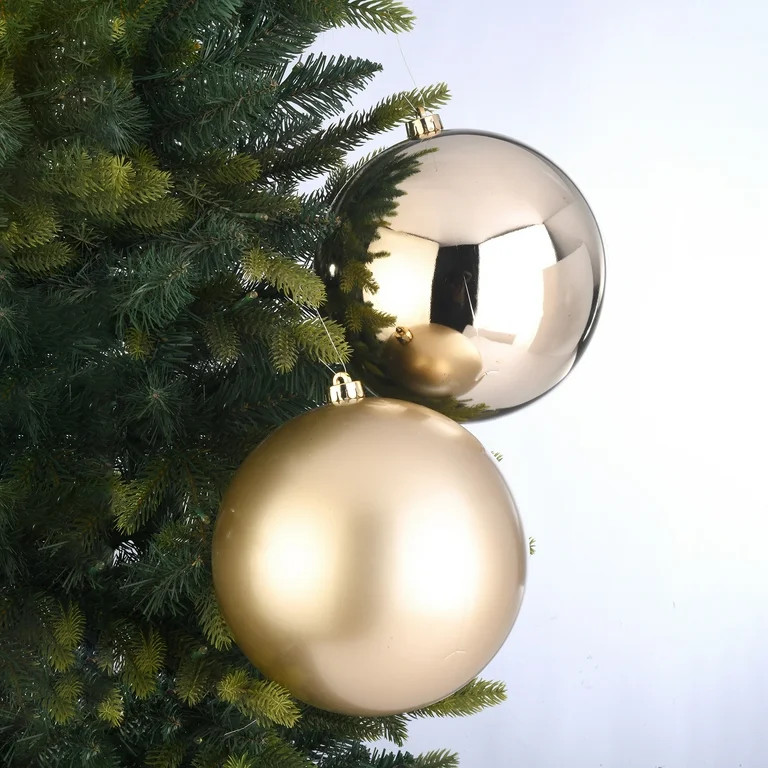 2-Count Champagne Gold Jumbo Shatterproof Christmas Ornaments, 7.8 in, by Holiday Time | Walmart (US)