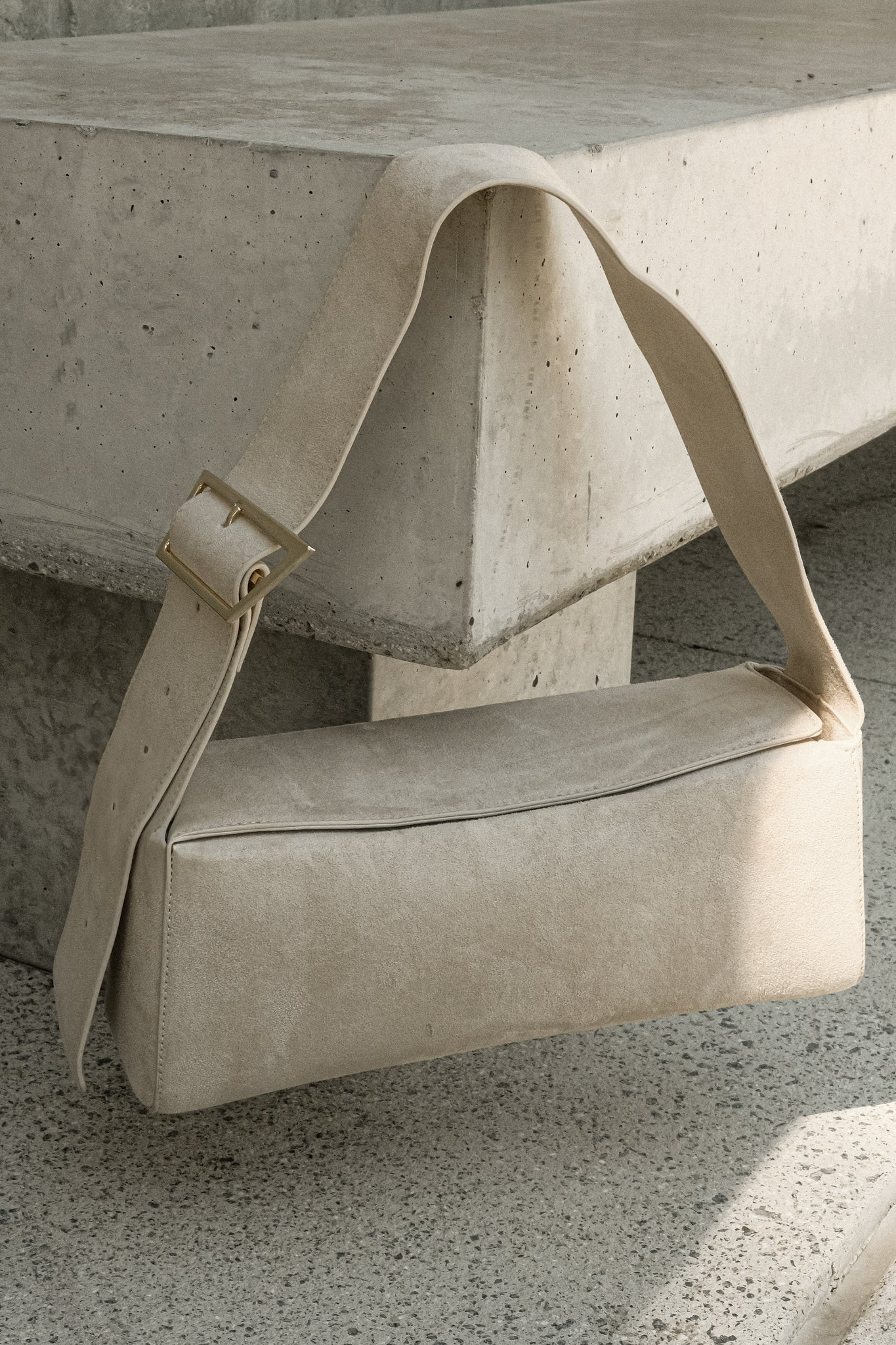Maria Faux Suede Shoulder Bag - Stone | MESHKI US