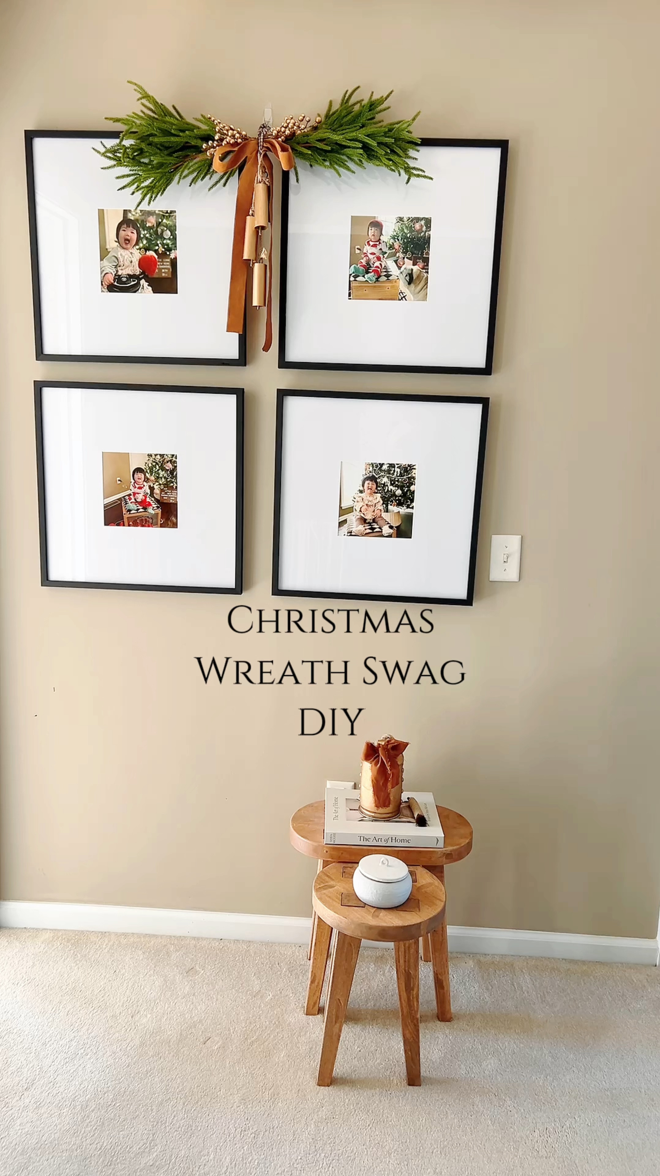 Christmas hallway decoration inspiration  - wreath swag diy. 

#LTKHoliday #LTKHome #LTKFindsUnder50