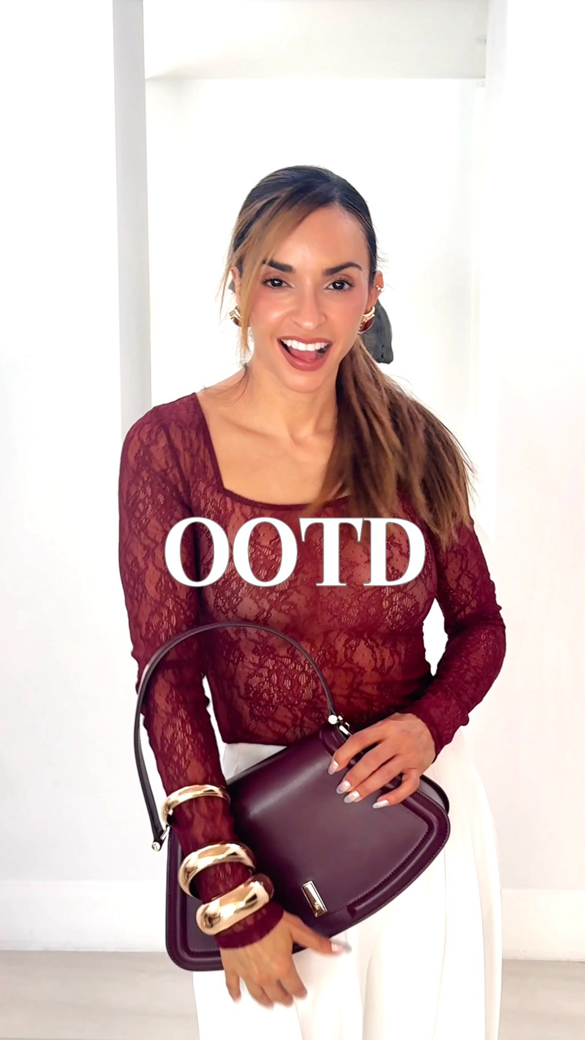 Today’s look is giving: power meets polish.
A burgundy lace top paired with crisp wide-leg trousers sets the tone — structured, confident, and effortlessly feminine. Finished it off with clean-lined heels and a bold shoulder bag for extra sophistication.

Whether you’re headed to a work dinner or just want to serve main character energy, this one’s a go-to.

Everything’s linked on my LTK for easy styling.

#LTKStyleTip #LTKSummerEdit #LTKSeasonal