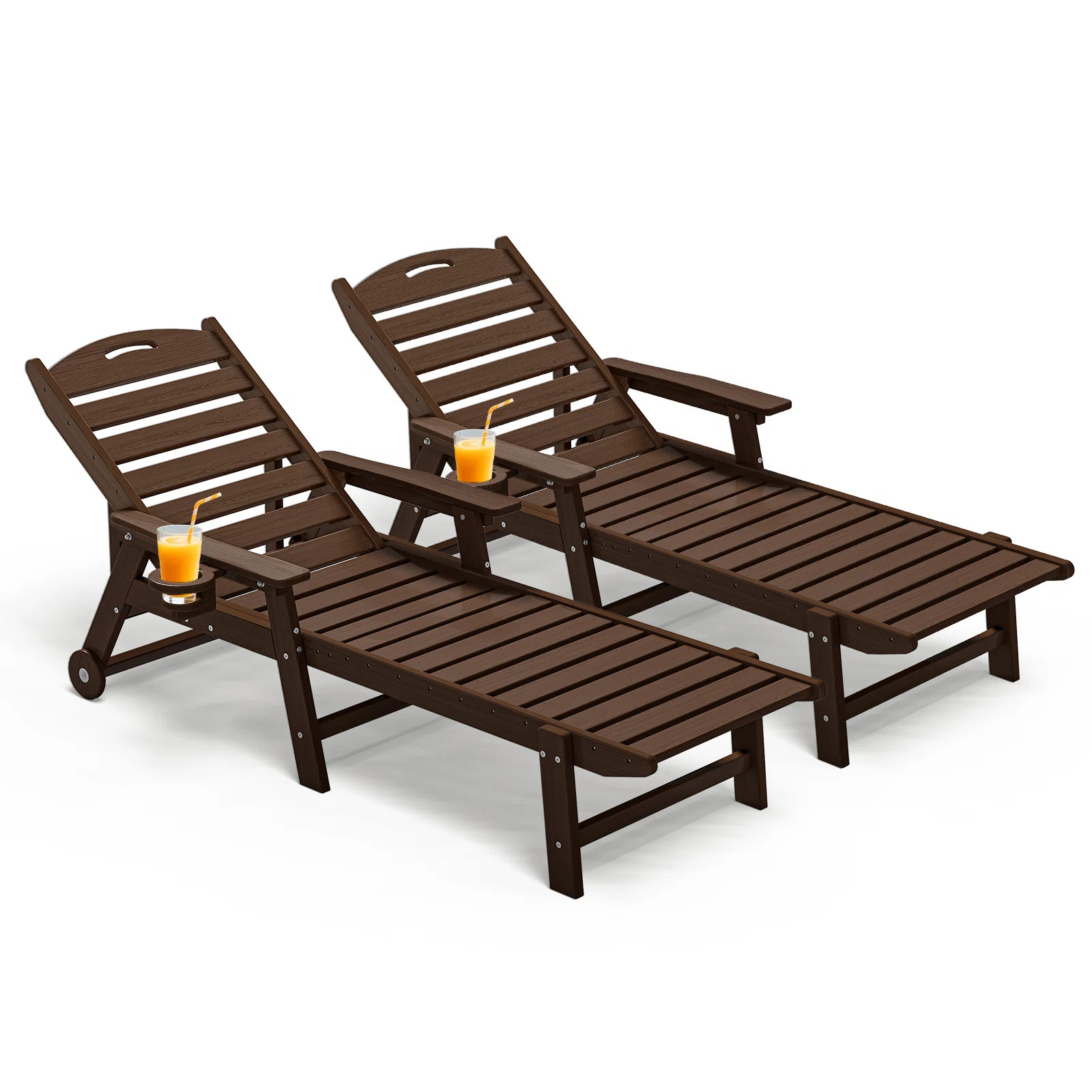 2-Pack Oversized HDPE Chaise Lounges – Adjustable 5-Position Outdoor Recliners with Wheels & Cu... | Wayfair North America