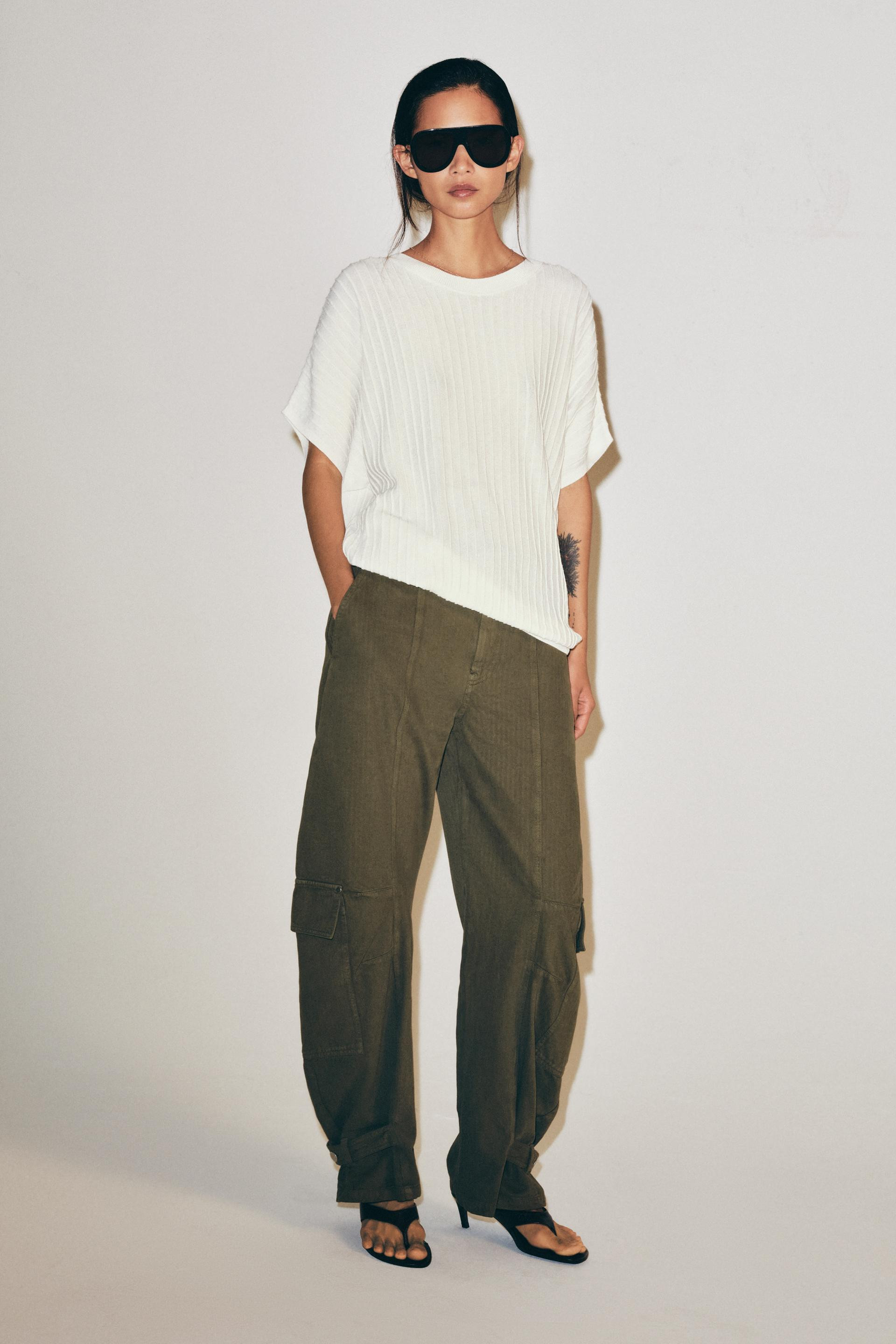 Zara - Fringed Plaid Knit Jumper - Women - Navy Blue - Women | Zara US