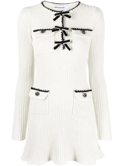 bow-detail ribbed-knit dress | Farfetch Global