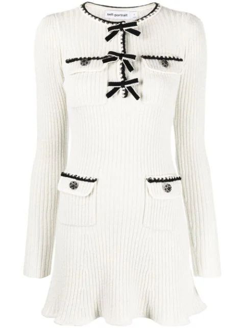 bow-detail ribbed-knit dress | Farfetch Global