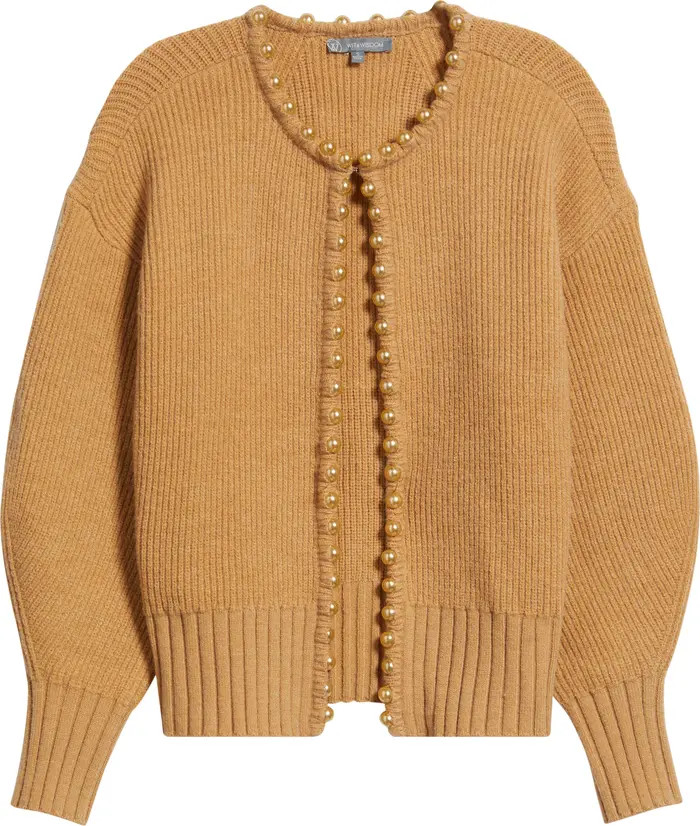 Faux Pearl Trim Cardigan | Nordstrom