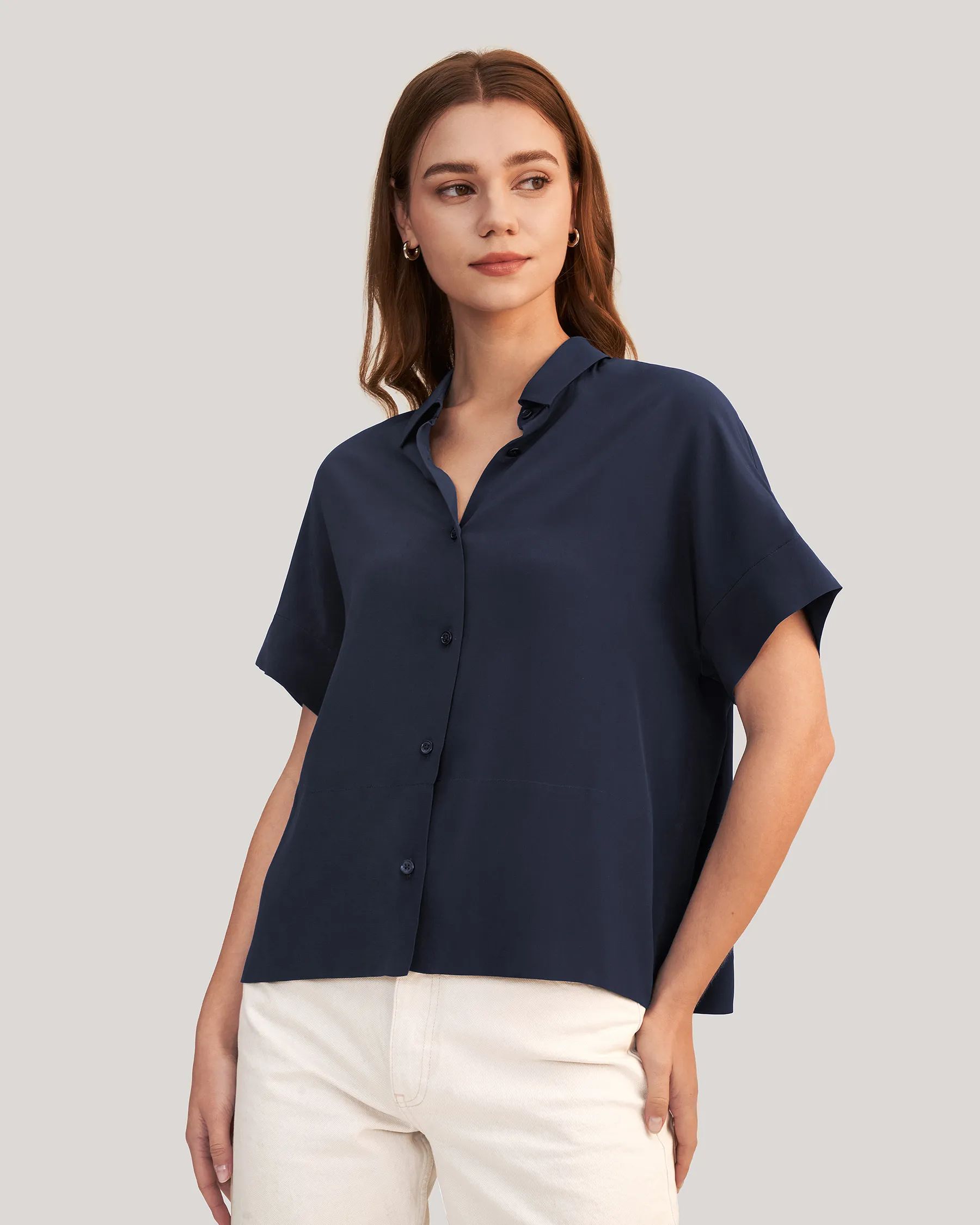 Women Casual Short Sleeves Loose Silk T-Shirt | LilySilk