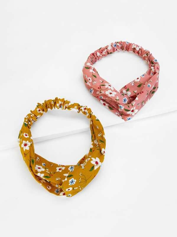 Calico Print Twist Headband 2pcs | SHEIN