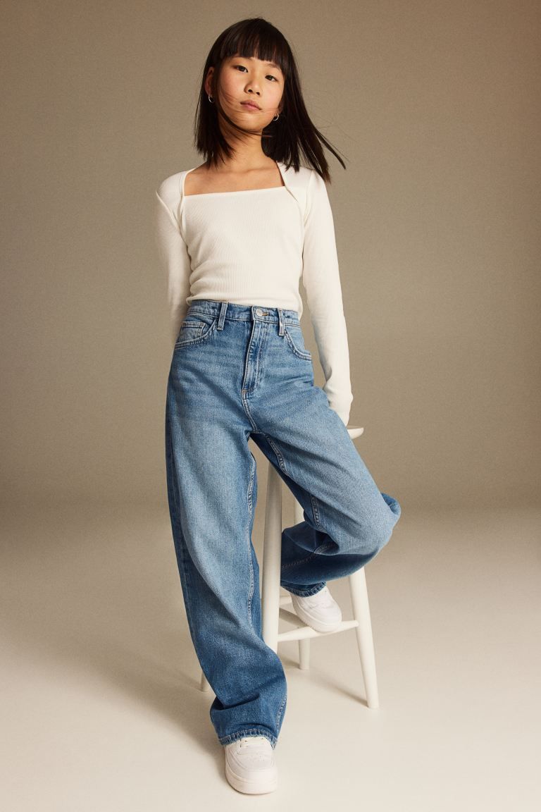 Wide Leg Jeans - Denim blue - Kids | H&M US | H&M (US + CA)