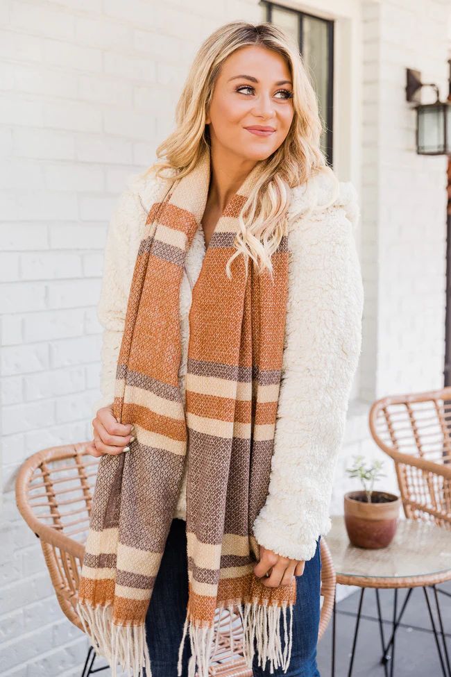 The Week Ahead Brown Fringe Scarf | The Pink Lily Boutique