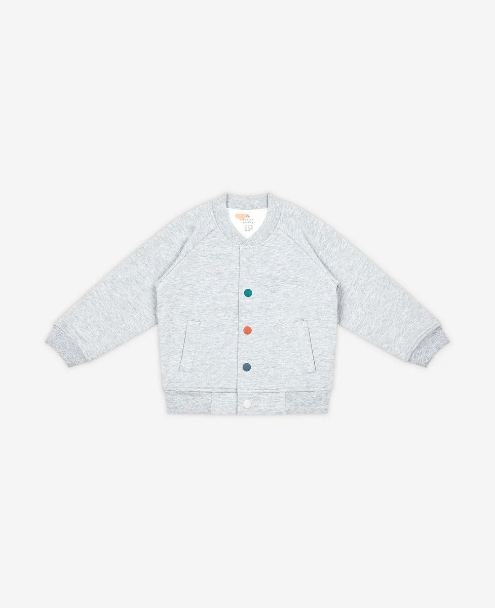 French Terry Baseball Jacket - Fog | Petite Revery