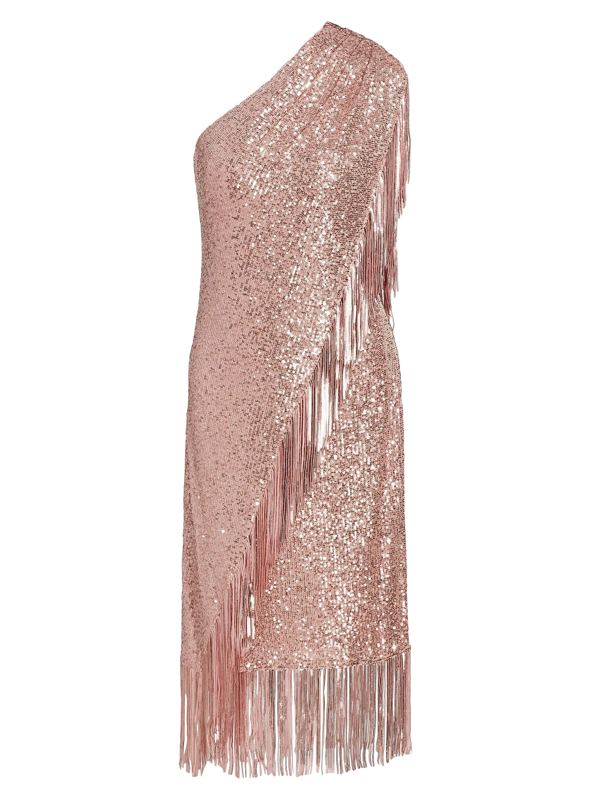 Sequin Fringe One-Shoulder Midi Dress | Saks Fifth Avenue