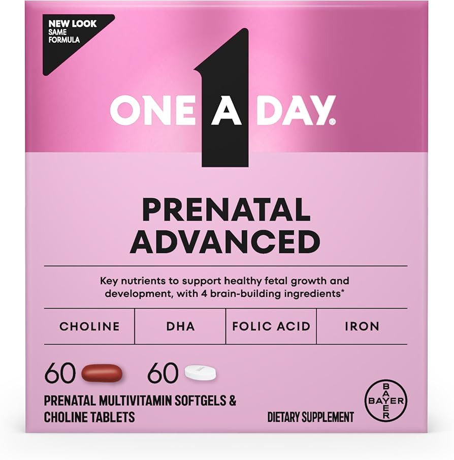 One A Day Prenatal Advanced- Prenatal Vitamins with Folic Acid, Choline, DHA & Iron, Pregnancy Vi... | Amazon (US)