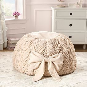 Large LoveShackFancy Smocked Velvet Bean Bag Chair Slipcover Only | Pottery Barn Teen