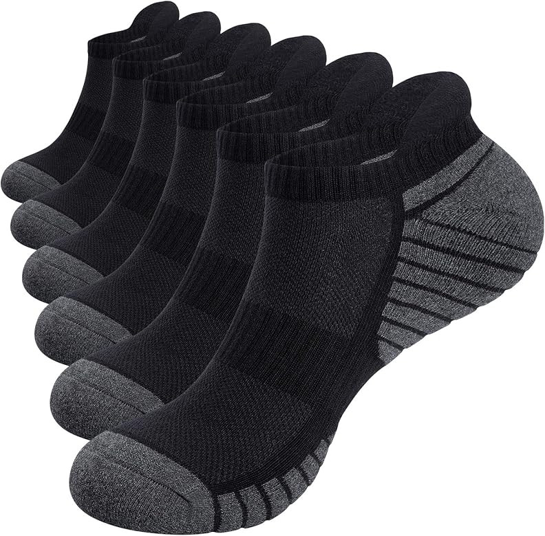 TANSTC Mens Socks, 6 Pairs Anti-Blister Cushioned Breathable Running Cotton Socks, Athletic Ankle... | Amazon (US)