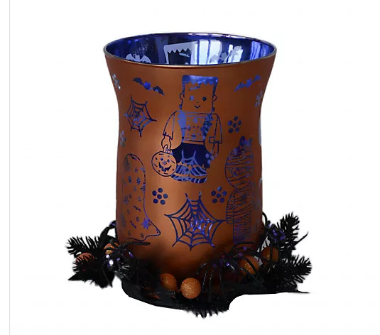 Temp-tations 8" Hurricane with Decorative Ring & Fairy Lights - QVC.com | QVC