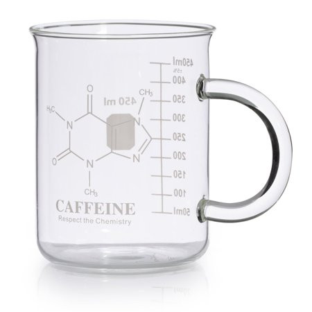 Caffeine Beaker Mug, Caffeine Molecule Mug - Chemistry Mug 16 oz Borosilicate Glass Coffee Mugs with | Walmart (US)