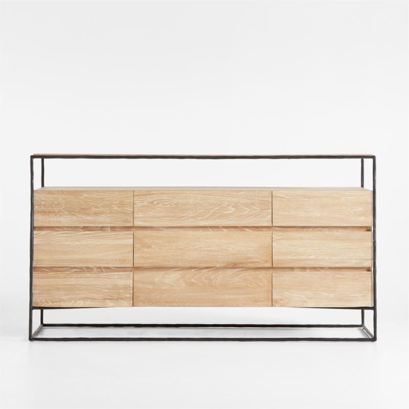 Dahlia 9-Drawer Hand-Forged Steel and Oak Wood Dresser with Shelf | Crate & Barrel | Crate & Barrel