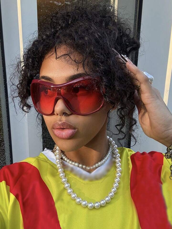 1 Pair Of Fashionable Multifunctional Square Oversized Frame Glasses, Suitable For Summer Outings... | SHEIN