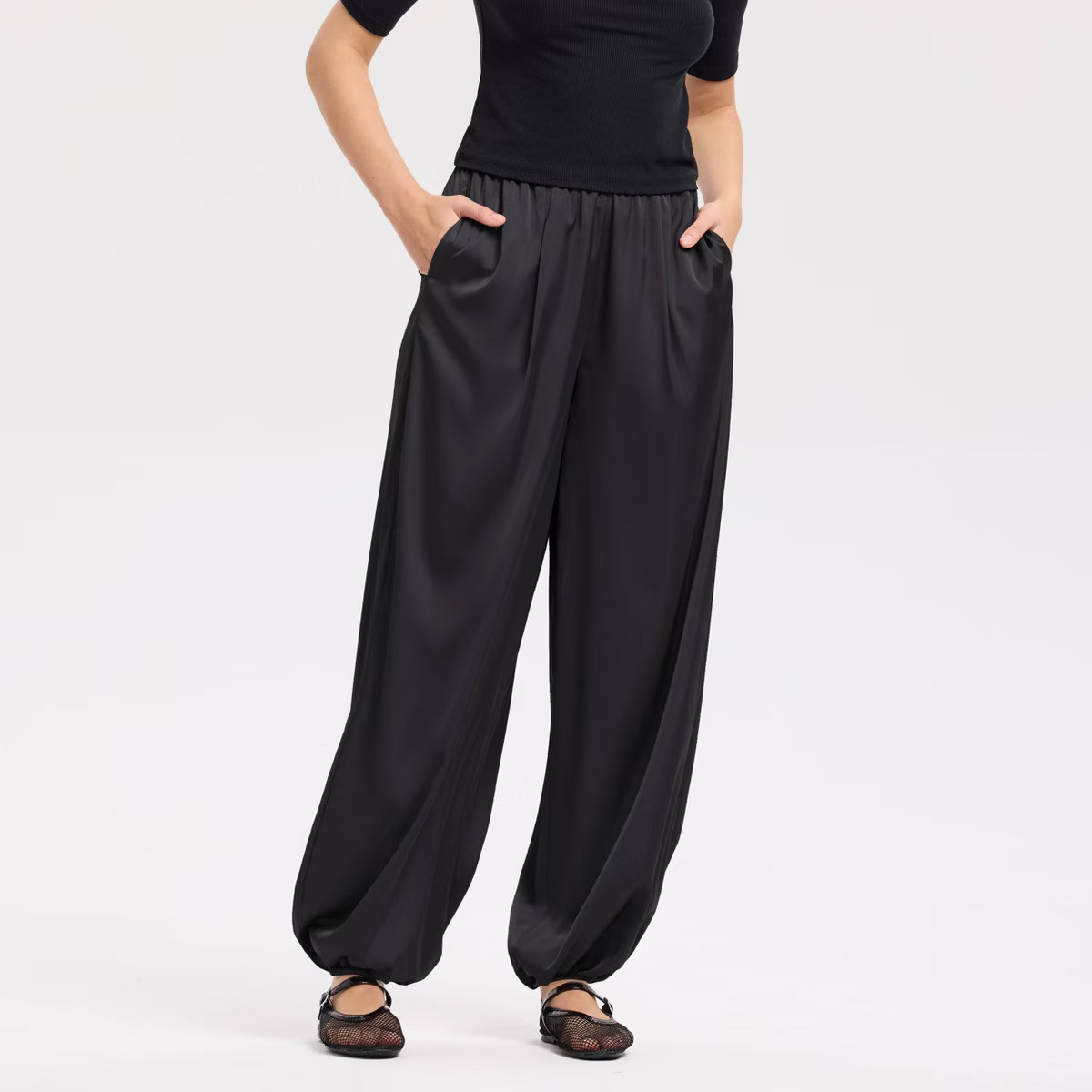 Women's High-Rise Satin Twill Balloon Pants - A New Day™ | Target