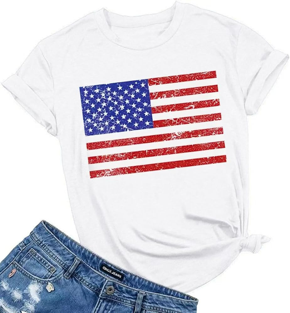 Woffccrd Womens American Flag Popsicle T-Shirts Tops 4th of July Patriotic Funny Graphic Tees | Amazon (US)