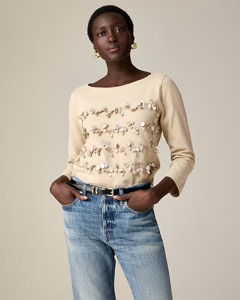 Embellished mariner jersey long-sleeve T-shirt | J. Crew US