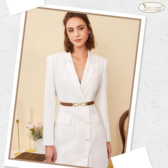 JASGOOD Cinturón elástico para mujer, cinturón elástico retro para mujer, con hebilla dorada | Amazon (US)