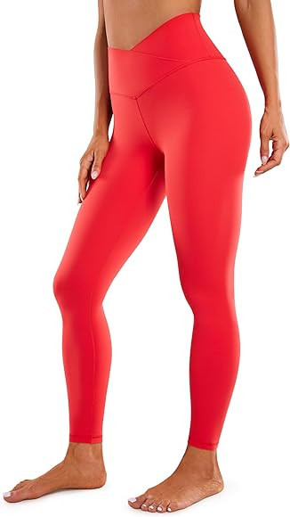 CRZ YOGA Womens Butterluxe Cross Waist Workout Leggings 25" / 28" - V Crossover High Waisted Gym ... | Amazon (US)