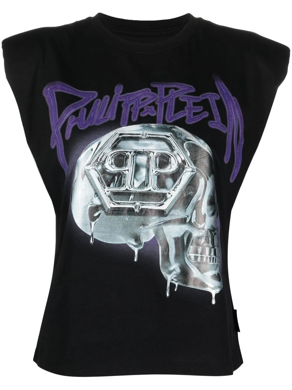 Philipp Plein Skull-print Padded-shoulder Tank Top | Black | FARFETCH | Farfetch Global