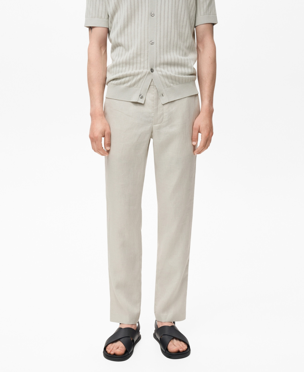 Mango Men's Slim-Fit Linen Pants - Sand | Macy's