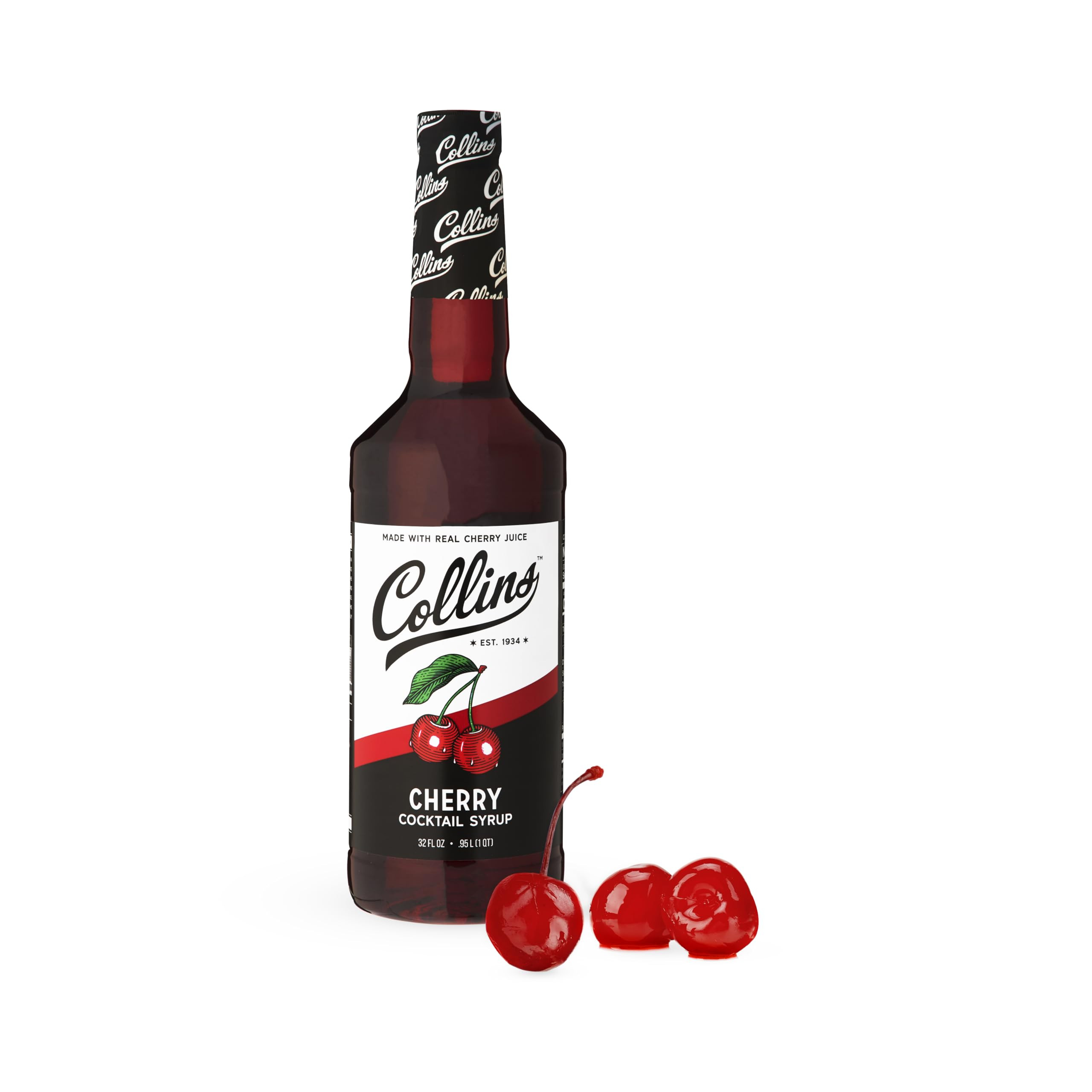 Collins Cherry Syrup with Real Sugar, Maraschino Drink Flavoring Syrups for Cocktails, Dirty Soda... | Amazon (US)