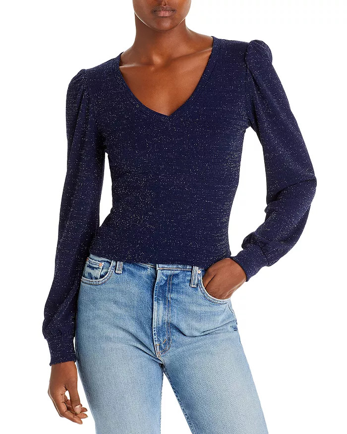 AQUA V-Neck Shimmer Top - 100% Exclusive  Women - Bloomingdale's | Bloomingdale's (US)