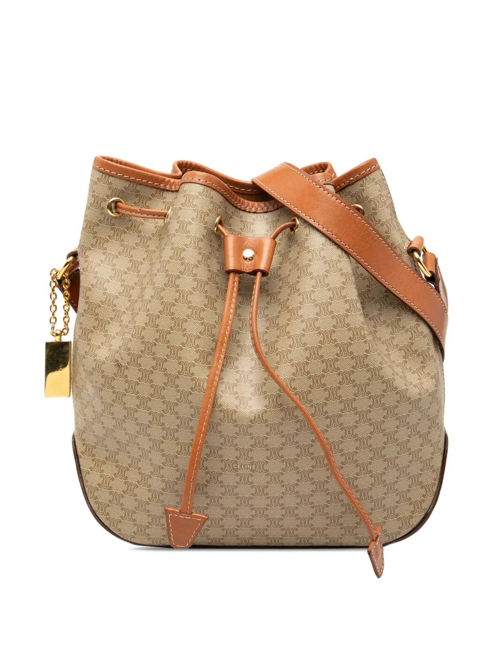 Celine Pre-Owned 1994 Macadam Coated Canvas Drawstring bucket bag - Brown | Farfetch Global