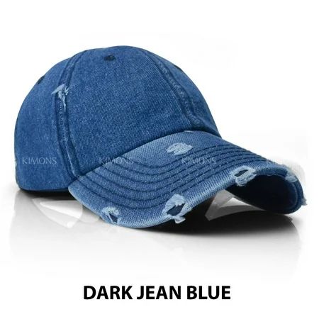 Distressed Cotton Baseball Ball Cap Hat Dad Vintage Solid Blank Plain Men Women 18-DARK JEAN BLUE | Walmart (US)
