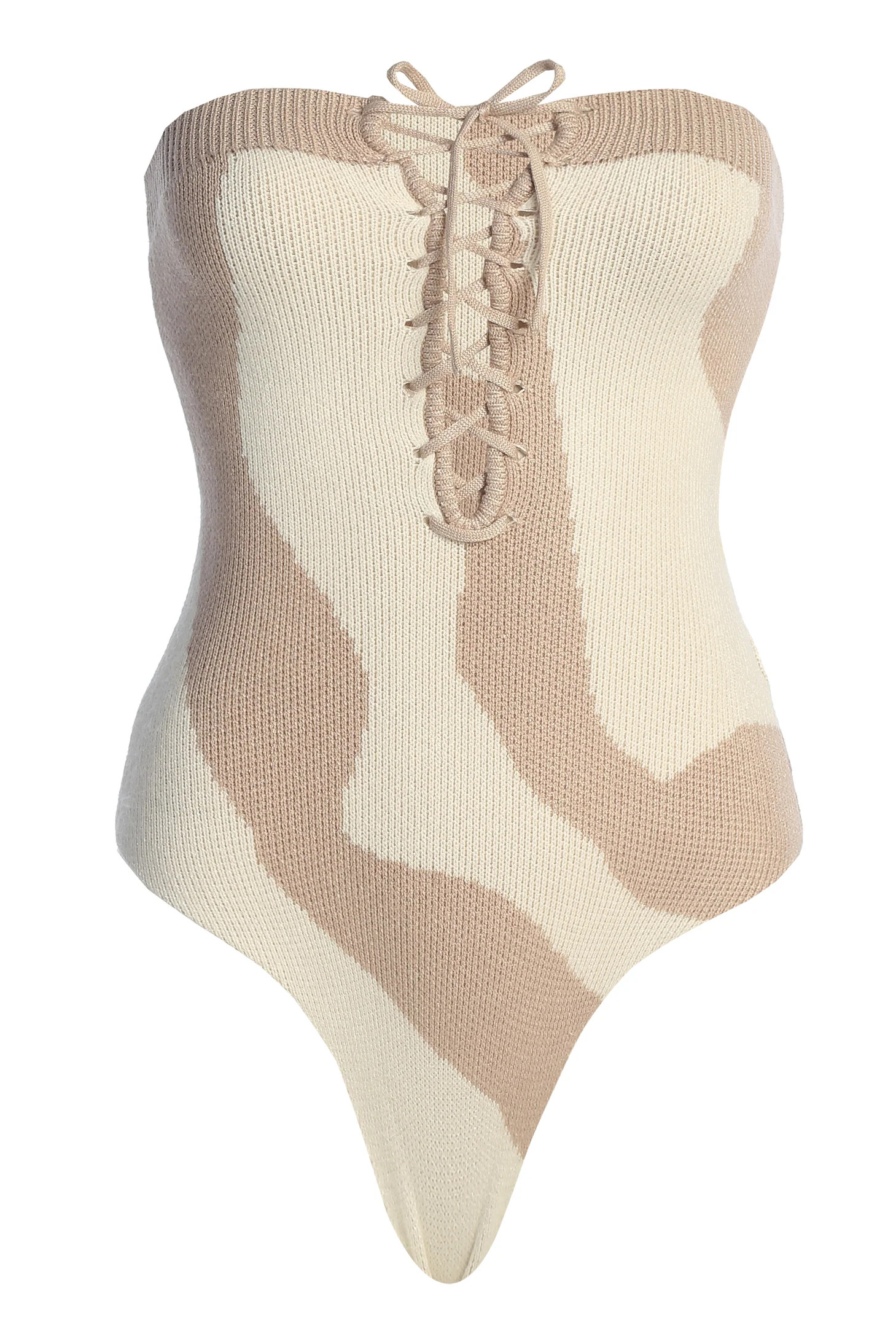 Beige Abstract Seabound Bodysuit | JLUXLABEL