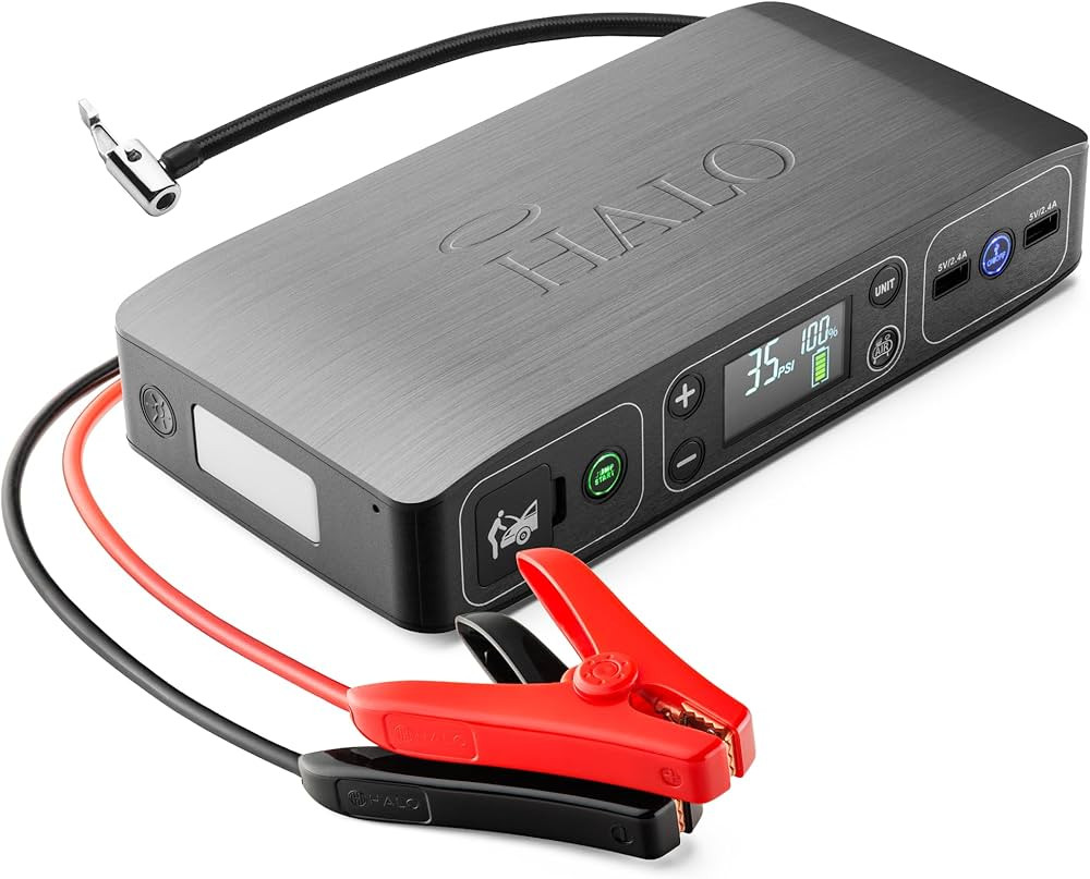 HALO Bolt Air 58830 Portable Car Battery Jump Starter | 100 PSI Air Compressor, 58.8Wh USB Power ... | Amazon (US)