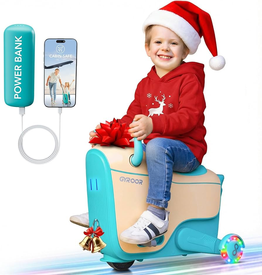 Gyroor Kids Electric Ride On Car Toy for Ages 4-8, 2-in-1 Airplane Travel Suitcase with Storage, ... | Amazon (US)