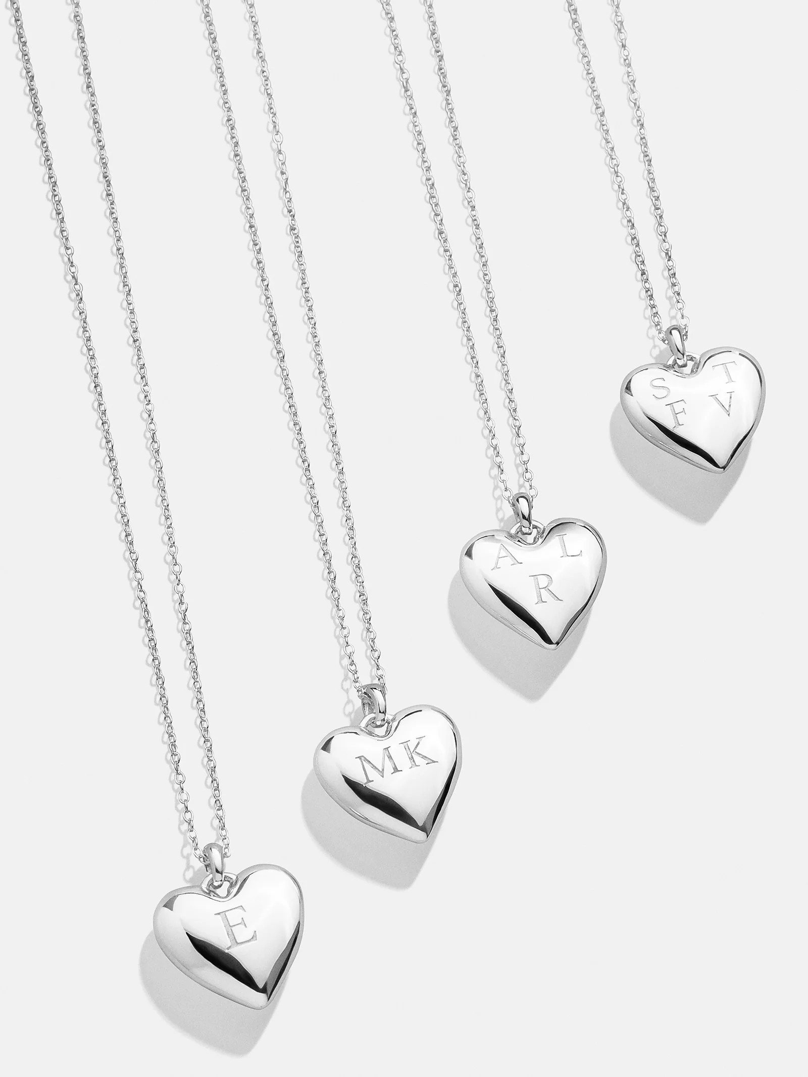 Puffy Heart Sterling Silver Custom Pendant Necklace - Silver | BaubleBar (US)
