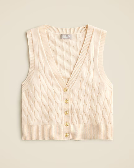 Cashmere cropped cable-knit sweater-vest | J. Crew US