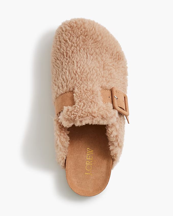 Sherpa buckle clog slippers | J.Crew Factory