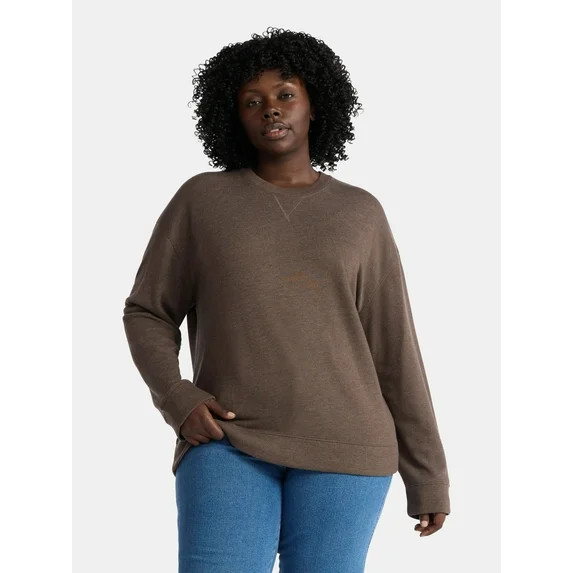 Time and Tru Women's Crewneck Sweatshirt with Long Sleeves, Sizes XS-4X | Walmart (US)